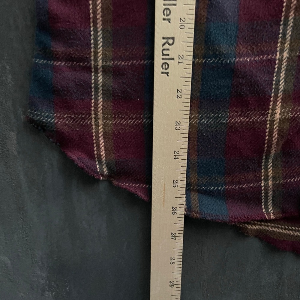 Vintage Plaid Flannel Western Shirt Mens M Burgundy 1990s Wrangler - Picture 7 of 9